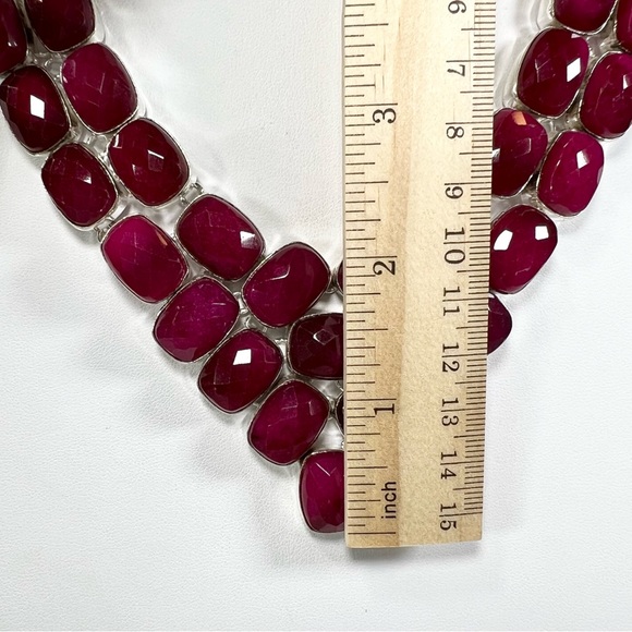Stunning Faceted Ruby 925 Large Necklace & Bracelet Set - Picture 4 of 8